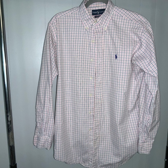 Ralph Lauren Classic Fit pink blue check cotton button front shirt Sz S - Picture 1 of 8